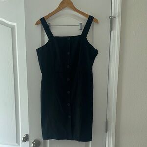 Overall Black Button-Down Dress